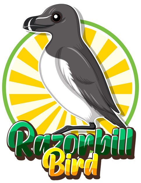 Logotipo de pájaro Razorbill con carácter de cartón
