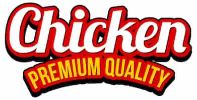 Vector gratuito logotipo de palabra de calidad premium de pollo
