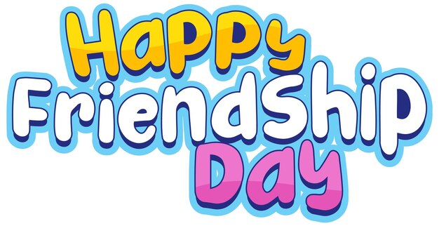 Logotipo de palabra feliz día de la amistad sobre fondo blanco
