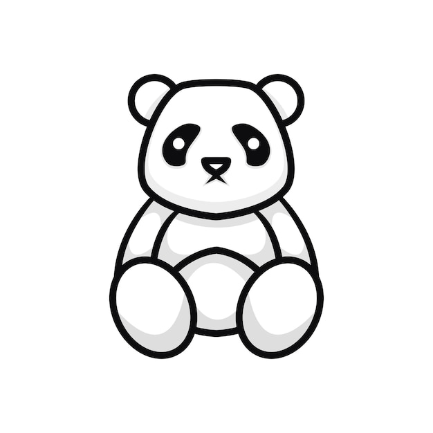 logotipo de panda de carácter vectorial en blanco y negro