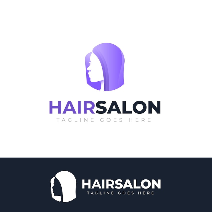 Vector gratuito logotipo de peluquería degradado