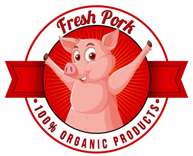 Logotipo de personaje de dibujos animados de cerdo para productos de cerdo