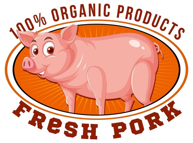 Logotipo de personaje de dibujos animados de cerdo para productos de cerdo