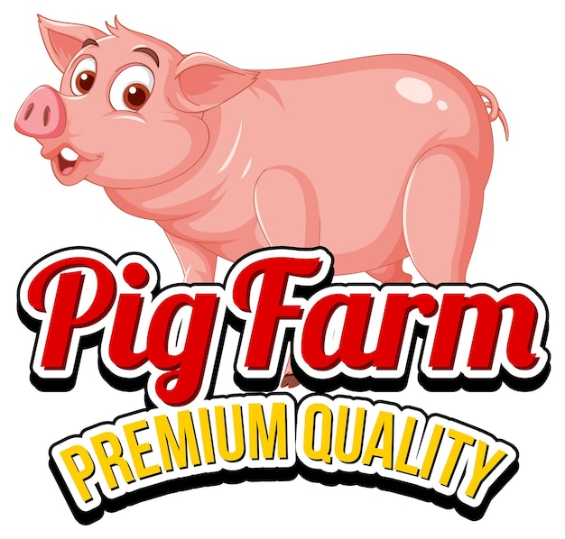 Vector gratuito logotipo de personaje de dibujos animados de cerdo para productos de cerdo