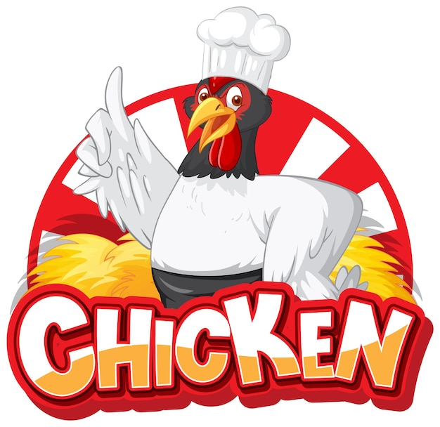 Vector gratuito logotipo de personaje de dibujos animados de chef de pollo