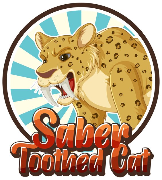 Logotipo de personaje de dibujos animados de gato dientes de sable