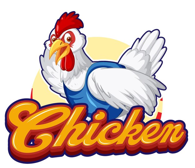 Logotipo de personaje de dibujos animados de pollo blanco