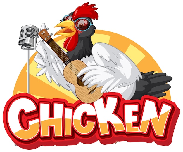 Vector gratuito logotipo de personaje de dibujos animados de pollo cantante