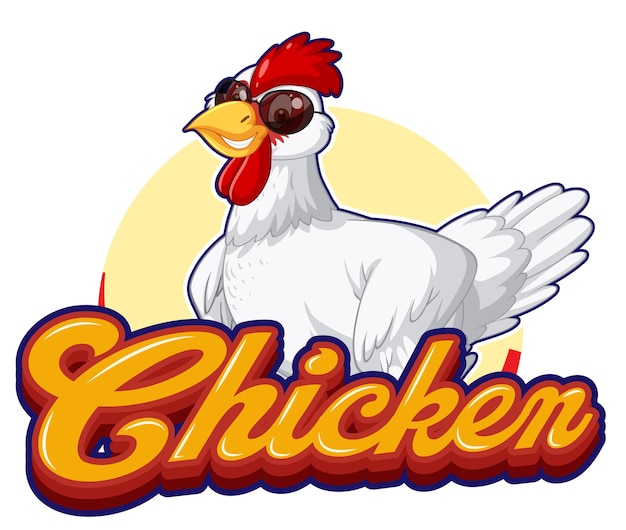 Logotipo de personaje de dibujos animados de pollo con gafas de sol