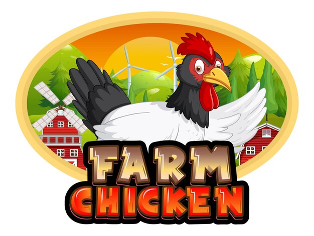 Logotipo de personaje de dibujos animados de pollo de granja