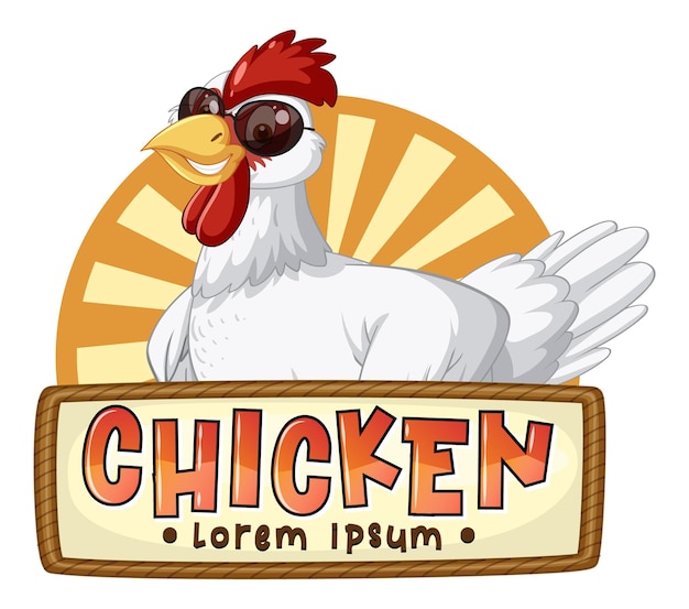 Logotipo de personaje de dibujos animados de pollo de granja