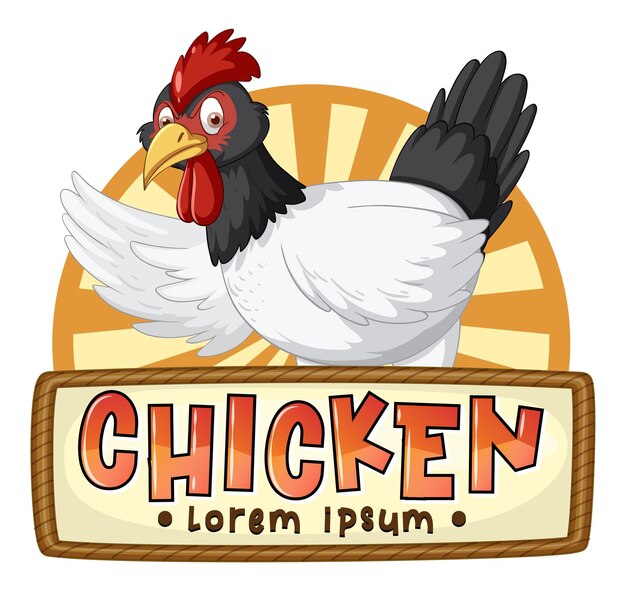Logotipo de personaje de dibujos animados de pollo de granja