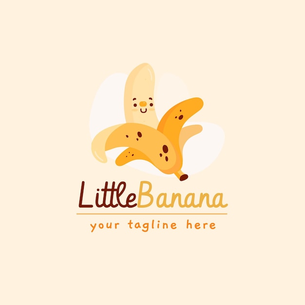 Logotipo de personaje de plátano con lema.