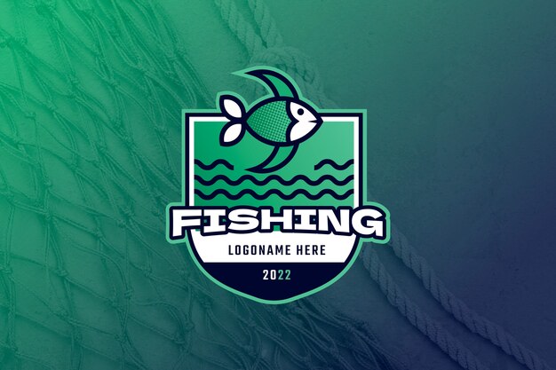 Logotipo de pesca de diseño plano