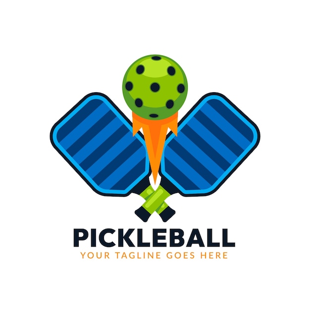 Logotipo de pickleball de diseño plano