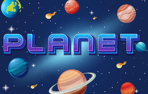 Logotipo de planeta con planeta en el fondo del espacio