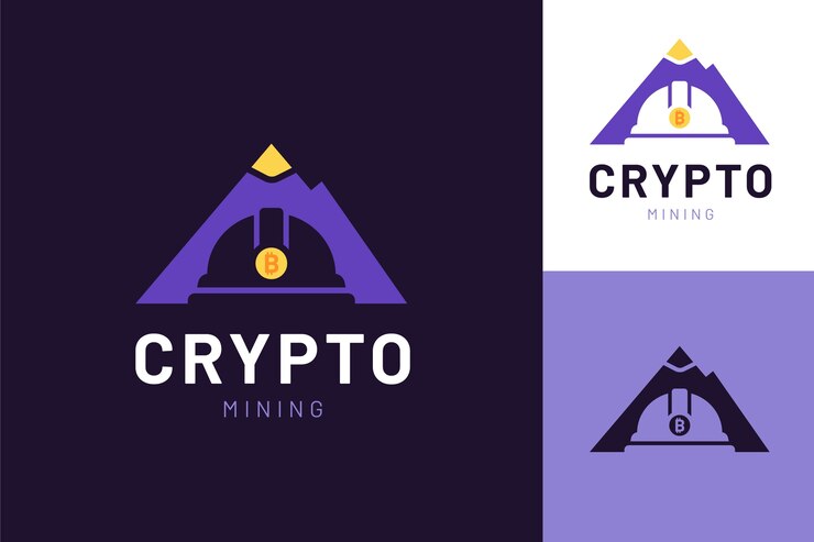 Vector gratuito logotipo plano de criptominería