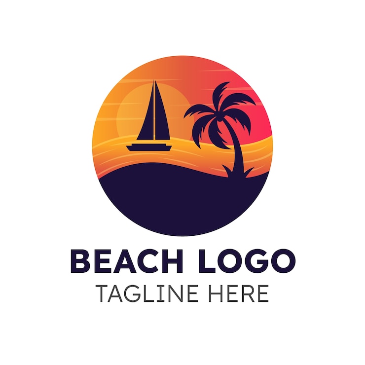 Vector gratuito logotipo de playa degradado