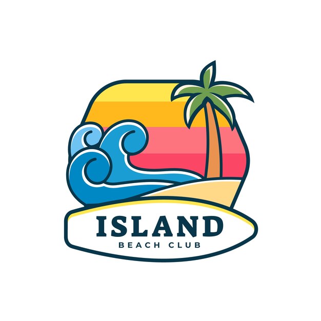 Logotipo de playa de diseño plano