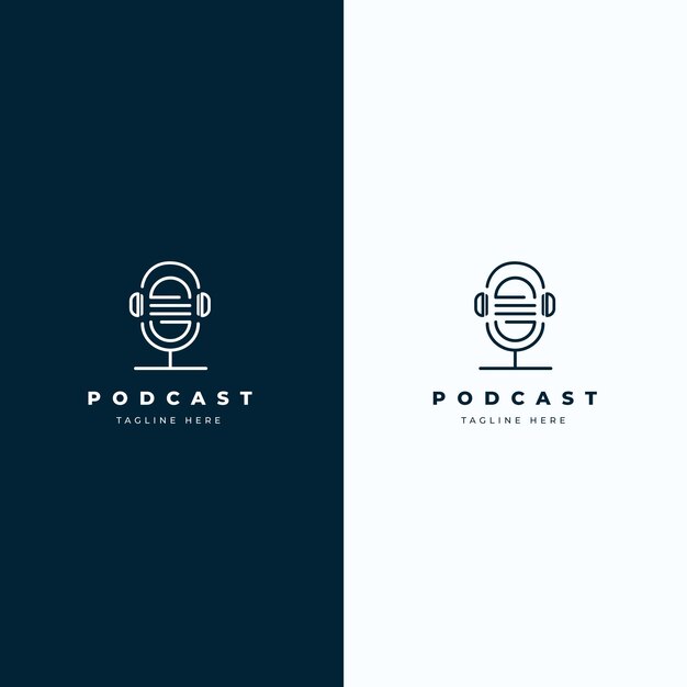 Logotipo de podcast detallado en diferentes colores de fondo