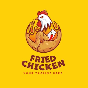 Logotipo de pollo frito caliente