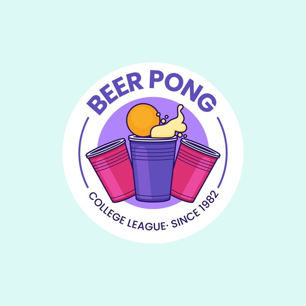 Logotipo de pong de cerveza dibujado a mano