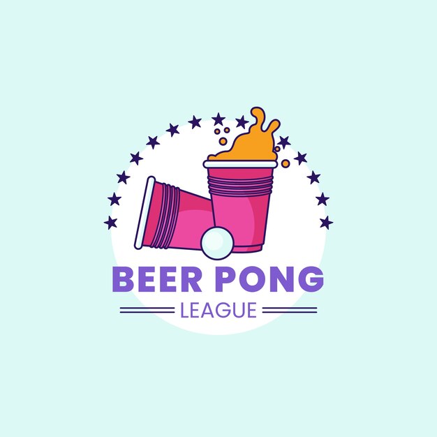 Logotipo de pong de cerveza dibujado a mano