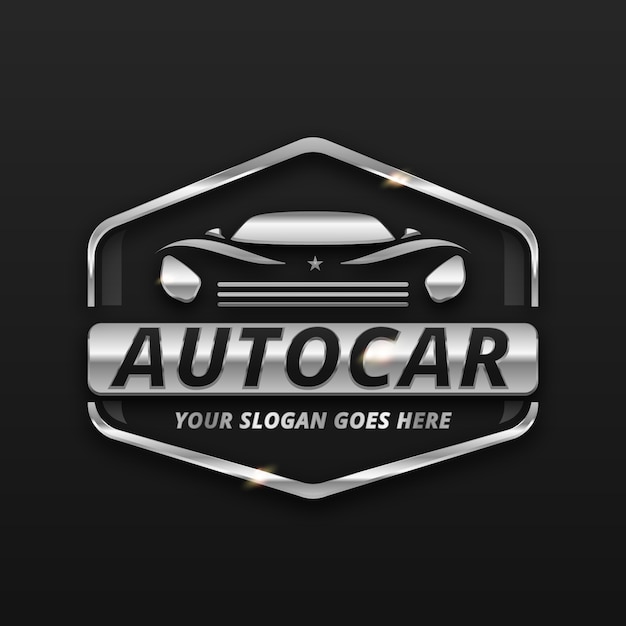 Vector gratuito logotipo realista del coche metálico