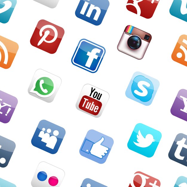 logotipo de redes sociales de patrones sin fisuras fondo blanco