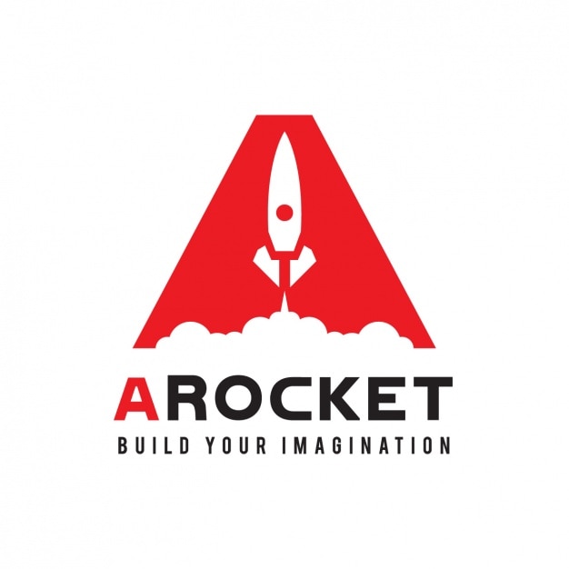 Vector gratuito logotipo rojo con un cohete