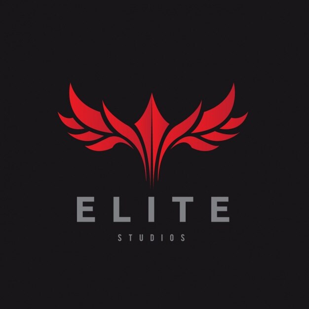 Logotipo rojo sobre un fondo negro