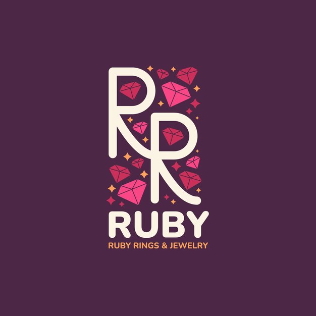 Logotipo de rr de diseño plano dibujado a mano