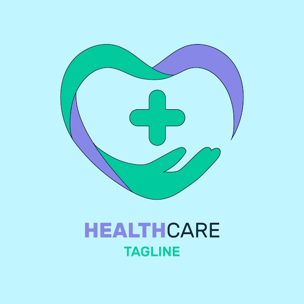 Logotipo de salud del corazón dibujado a mano