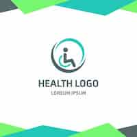 Vector gratuito logotipo de salud con una persona en silla de ruedas