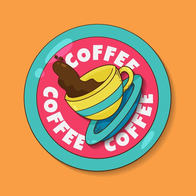 Logotipo de señalización de café dibujado a mano