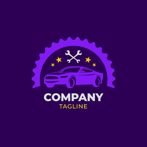 Logotipo de servicio de coche de diseño plano