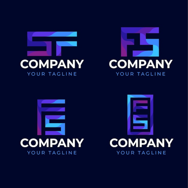 Logotipo de sf o fs de diseño plano dibujado a mano