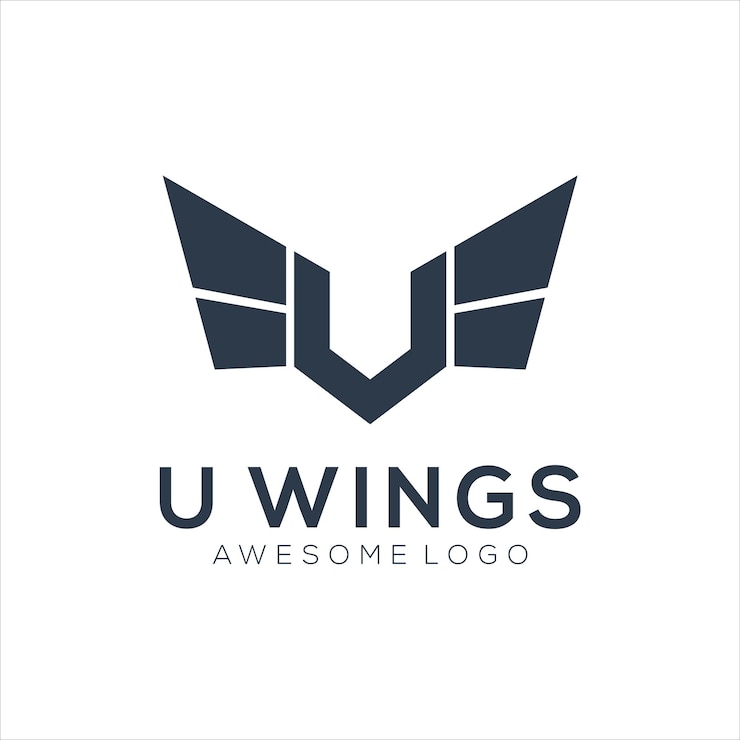 Vector gratuito logotipo de la silueta de las alas de la letra u