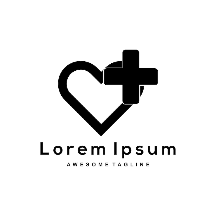 Vector gratuito logotipo de silueta de amor médico