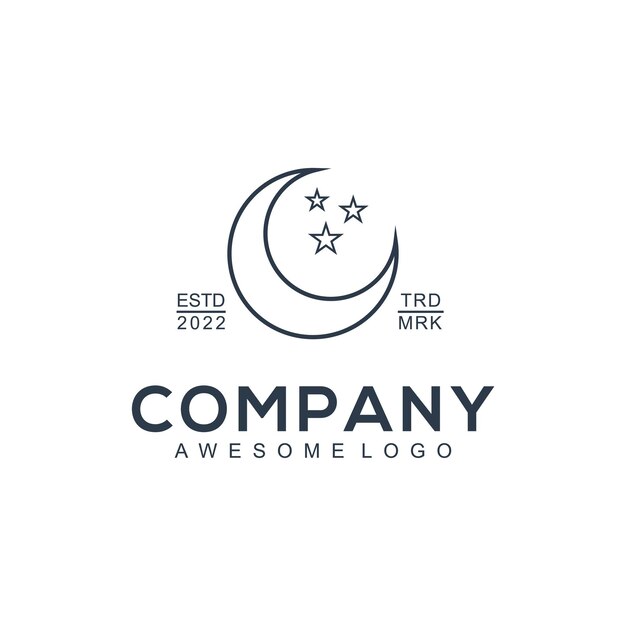 Logotipo de la silueta de la estrella de la luna