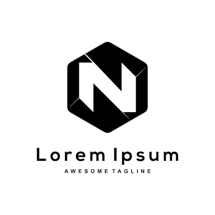 Vector gratuito logotipo de la silueta del hexágono de la letra n