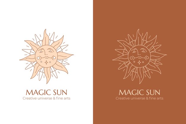 Logotipo de sol boho dibujado a mano