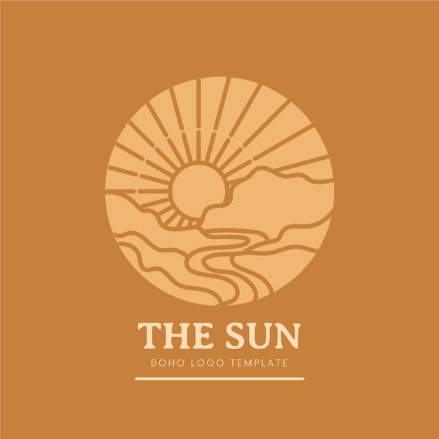 Vector gratuito logotipo de sol boho dibujado a mano