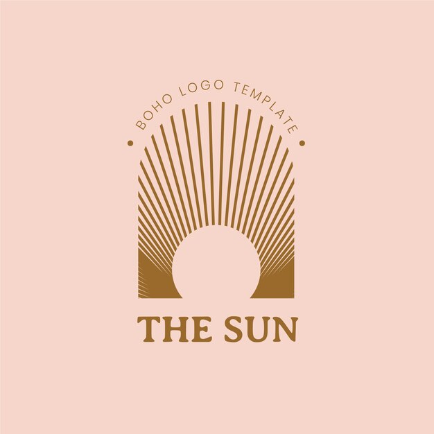 Logotipo de sol boho dibujado a mano