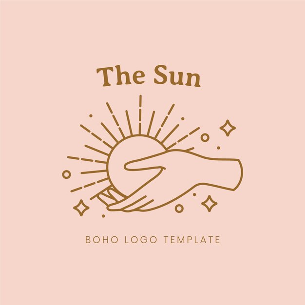 Logotipo de sol boho dibujado a mano