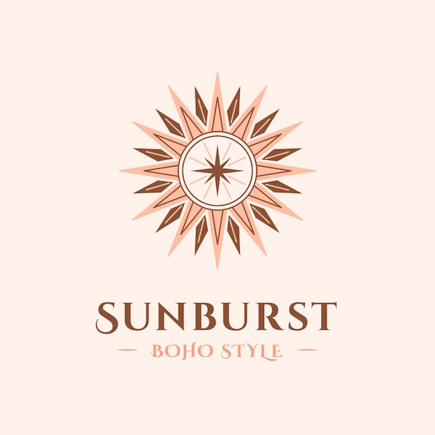 Vector gratuito logotipo de sol boho de diseño plano