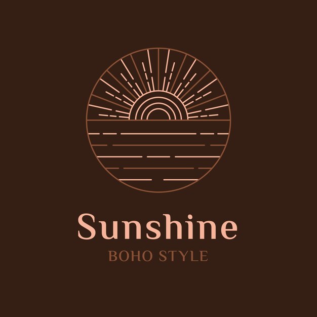 Logotipo de sol boho de diseño plano