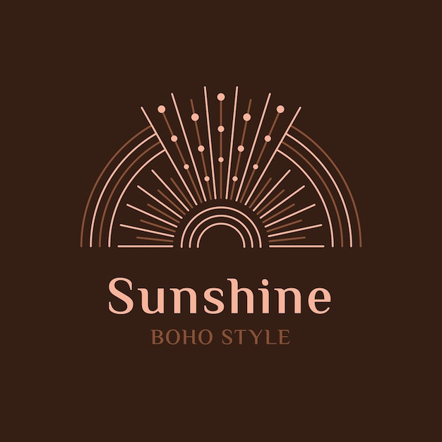 Vector gratuito logotipo de sol boho de diseño plano