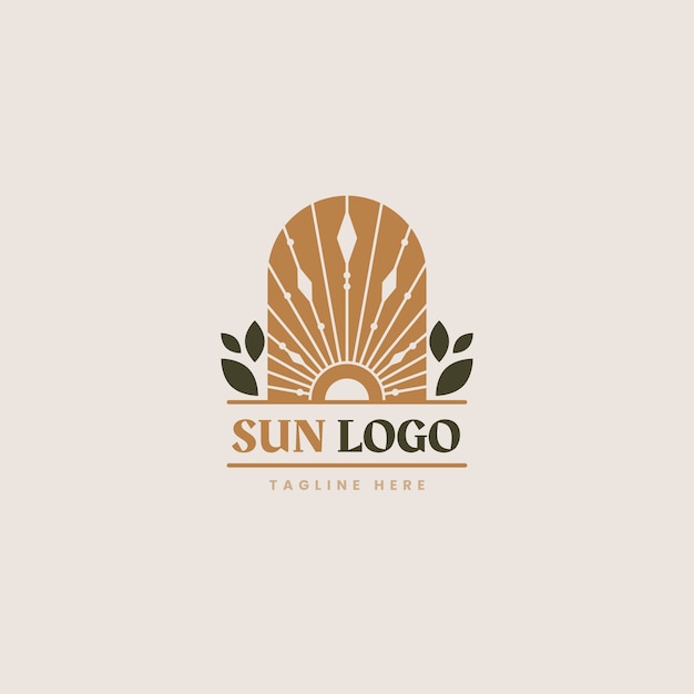 Vector gratuito logotipo de sol boho de diseño plano