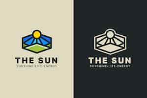 Vector gratuito logotipo de sol dibujado a mano